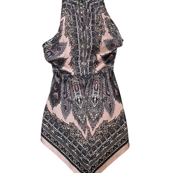 Cache Y2K Silk Handkerchief Halter Top Pink Paisley Rhinestone Embellished Small - Picture 3 of 6